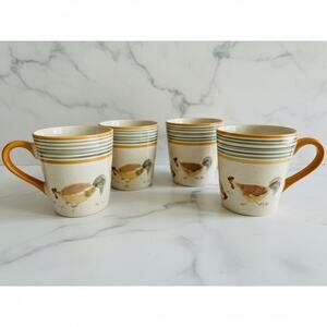 HomeTrends · Set of 4 · Oh La La Chicken Rooster Mugs · Stoneware